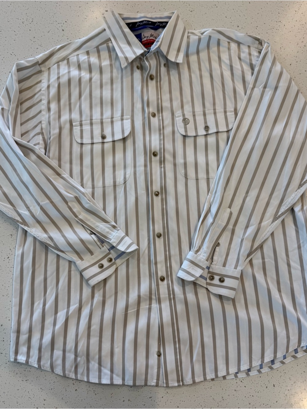 XL Wrangler Men's George Strait Long Sleeve Button Down Shirt Tan Western Cowboy